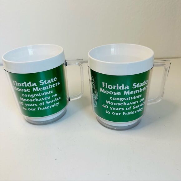 Moosehaven VTG 60 Year service Set Of 2 Plastic Stacking Thermal Mugs 10 Oz. - Picture 3 of 7